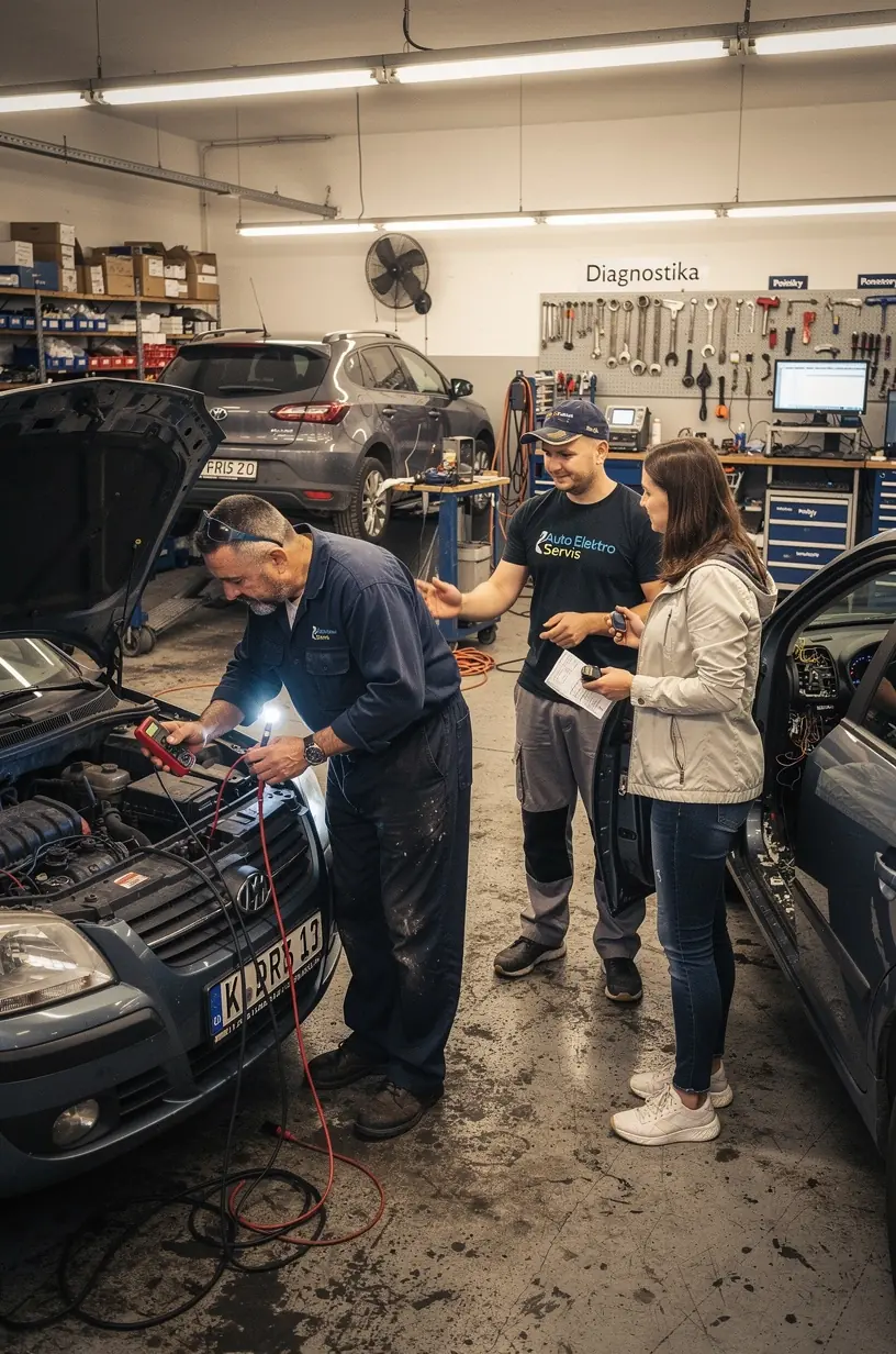 Automechanik používa špecializovaný softvér na diagnostiku porúch palubnej elektroniky.